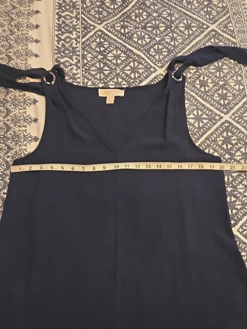 Michael Kors Navy Grommet Tie-Shoulder V-Neck Sleeveless Blouse